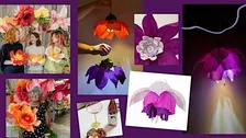 Glowing Flower Lanterns with a glass of Wine