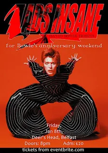 Lads Insane / A tribute to David Bowie plays Belfast, Deer's Head Jan 8th