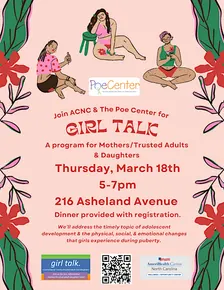 Poe Center's GIRL TALK: Mothers/Trusted Adults & Daughters + Dinner (FREE)