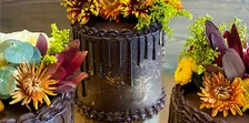 Sharp & Smooth Chocolate Ganache w/Vintage Style Piping & Fresh Florals