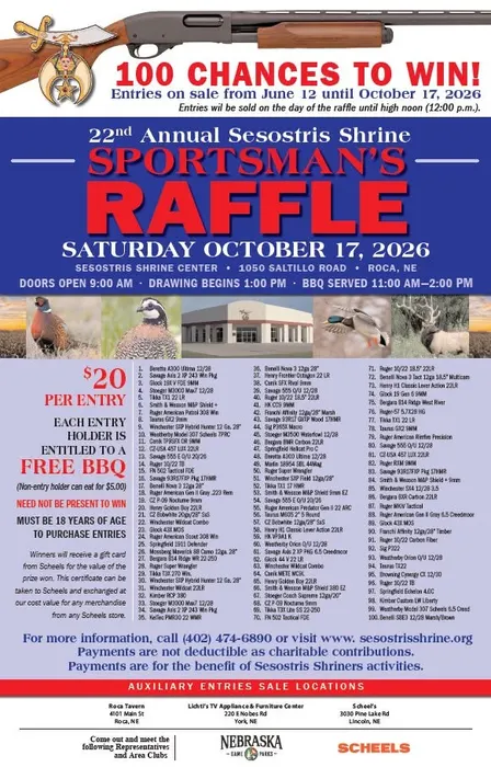 22nd Annual Sesostris Shrine Gun / Sportsman's Raffle