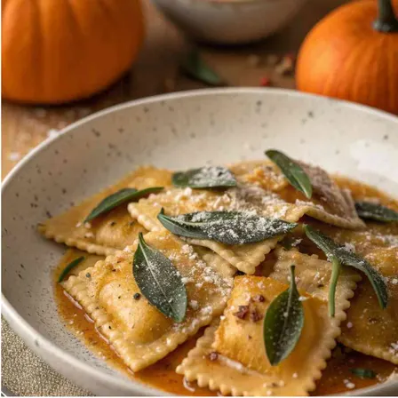 Fall Into Pasta: Pumpkin Ravioli with Brown Butter Sage Sauce - Charlotte