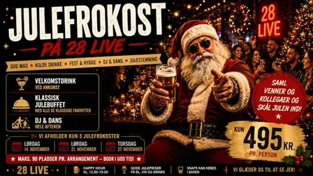 Julefrokost på 28 Live i Roskilde