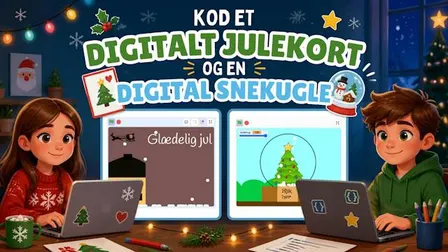 Lav et digitalt julekort og en digital snekugle med Scratch