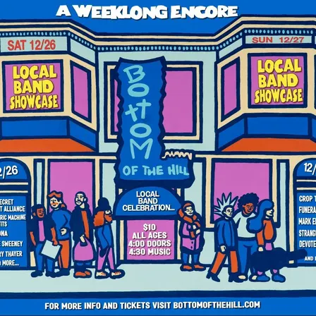 Local band showcase, featuring Top Secret Robot Alliance and many more...