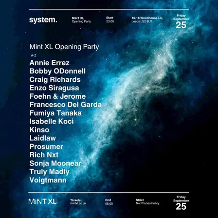 SYSTEM. presents Mint XL Opening Party Tickets