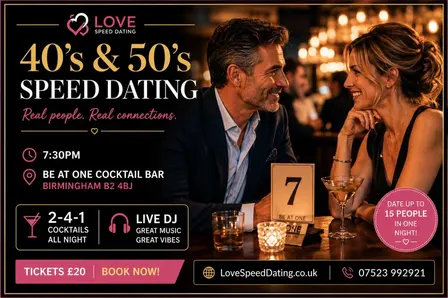 Speed Dating Singles Night 40's and 50's Event Birmingham