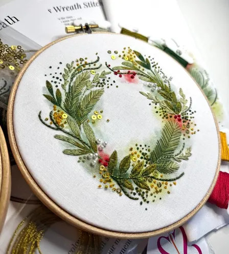 Christmas Wreath Embroidery Workshop at The Half Moon, Herne Hill
