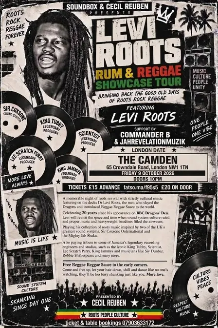 Levi Roots Live at The Camden | Roots Reggae Night London