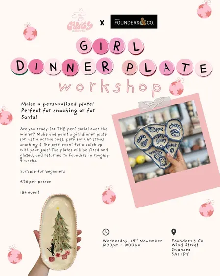 Christmas Girl Dinner Plates Pottery Workshop @ Founders