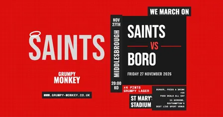 Saints vs Middlesbrough – Live at Grumpy Monkey ⚽🔴⚪