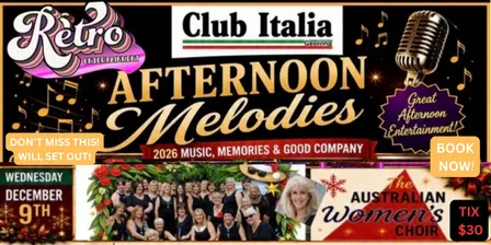 RETRO ENTERTAINMENT & CLUB ITALIA present WENDY STAPLETON & THE AUSTRALIAN WOMENS CHOIR