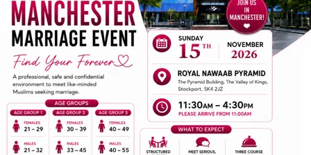 Muslim Marriage Events Manchester - 3 Age Groups | 15th November 2026