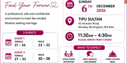 Muslim Marriage Events Birmingham - 3 Groups | 6th December 2026