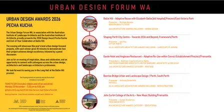 Urban Design Forum - Pecha Kucha Series 2026 (AILA and AIA Built Environment Awards Showcase)