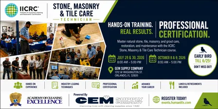 IICRC * Stone, Masonry, Tile Care Technician (SMT) - Orlando * 12/10-11/26