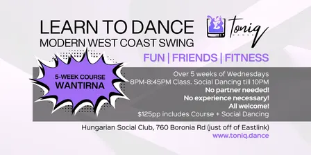 5-Week Beginner Course - Modern West Coast Swing - Social Adult Dance Classes Melbourne | "A" Block