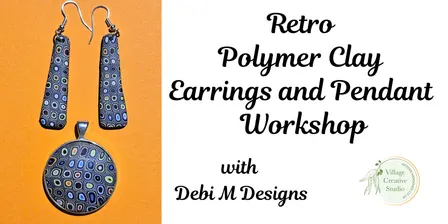 Polymer Clay Retro Earrings & Pendant