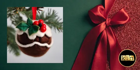 Needle felt a Christmas pudding decoration