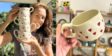 Hand-Built Pottery – Gold Coast | Loving Hearts Cup and Saucer
