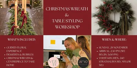 Christmas Wreath & Table Styling Workshop at Verté Kitchen