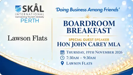 Skål Perth November Boardroom Breakfast with Hon John Carey MLA