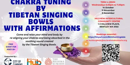 CHAKRA TUNING BY TIBETAN SINGING BOWLS WITH AFFIRMATIONS