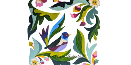 Blue Wren in Bloom: Colour, Calm & Samchykivka Art