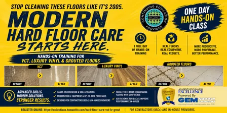 1 Day Hard Floor Care Skills Training* VCT * LV * Tile/Grout - Clearwater * 9/22/26