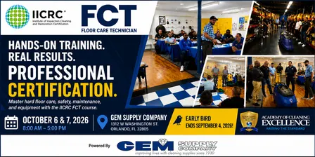 IICRC * Floor Care Technician (FCT) - Orlando * 12/8 & 9/2026