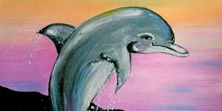 Paint a Dolphin at Sunset on a Canvas