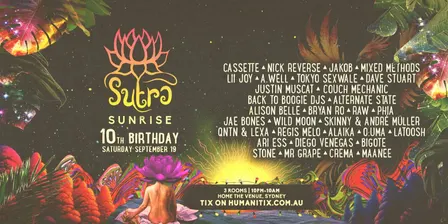 SUTRA SUNRISE @ HOME THE VENUE // 10TH BIRTHDAY // SEPTEMBER 19 // 11 HR PARTY
