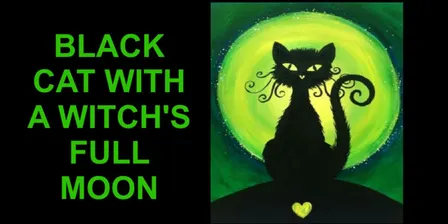 Black Cat with Witches Moon Painting Workshop