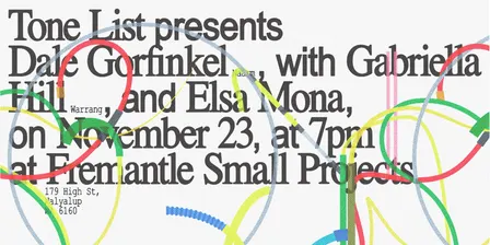 Tone List presents Dale Gorfinkel (Naarm) with Gabriella Hill (Warrang) & Elsa Mona