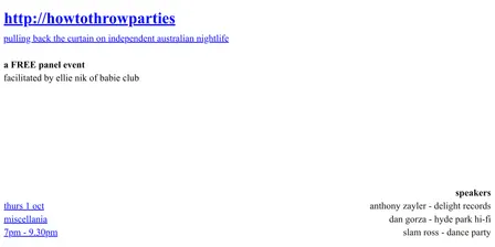 HTTP:// How to throw parties - a FREE panel event