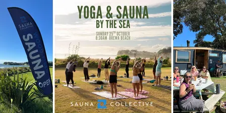 25 October: Yoga & Sauna by the Sea Sunday - with Sauna Collective, Orewa Beach