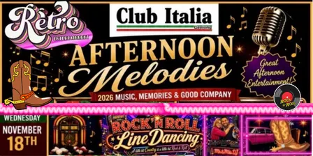 RETRO ENTERTAINMENT & CLUB ITALIA presents AFTERNOON MELODIES. A LINE DANCING ROCK & ROLL ARVO with MR & MRS DJ