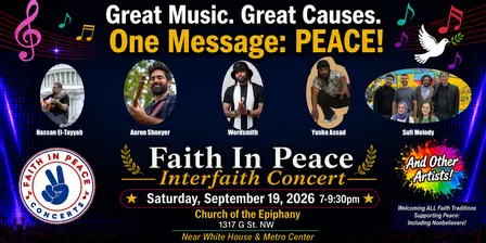 WE STILL HAVE Free Tix w/Code: Peace2026 7pm Faith in Peace Interfaith Concert (5:30pm Mamma Lucia Meal SOLD OUT)