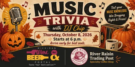 Music Trivia - Thursday, October 8, 2026 from 6-8 p.m.