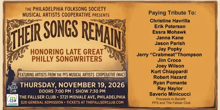 PFS/M.A.C. Present: Their Songs Remain: Honoring the Late Great Philly Songwriters