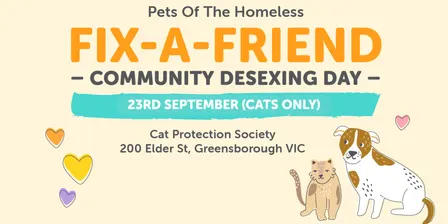 Greensborough Fix-A-Friend Desexing Day for Cats - September 2026
