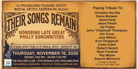 PFS/M.A.C. Present: Their Songs Remain: Honoring the Late Great Philly Songwriters
