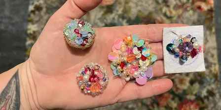 Beaded and Sequinned Brooches with Natalia