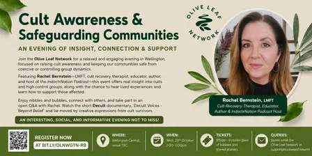 WELLINGTON - Cult Awareness & Recovery Evening with Rachel Bernstein