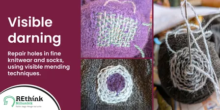 Visible darning for fine knitwear and socks
