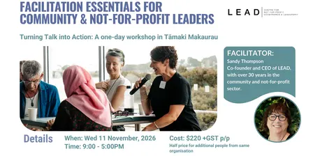 Facilitation Essentials for Community and Not-for-Profit Leaders: 11 Nov, 2026