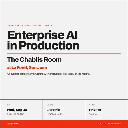 Tech Leaders Fine Dining Series: an Enterprise AI in Production Dinner: Private Dining at La Forêt in San Jose