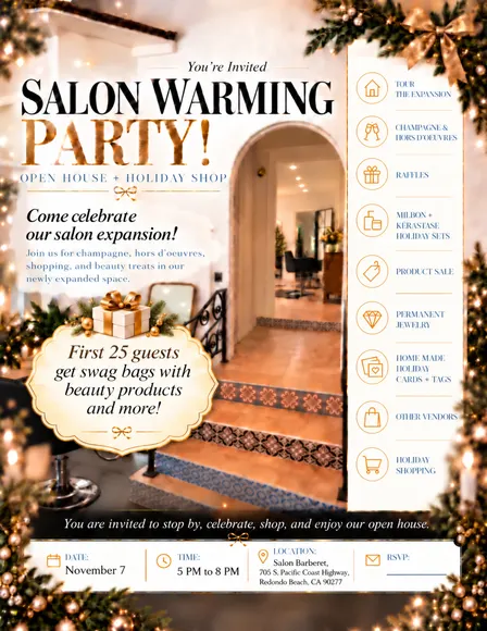 Salon Warming Party And Holiday Shop