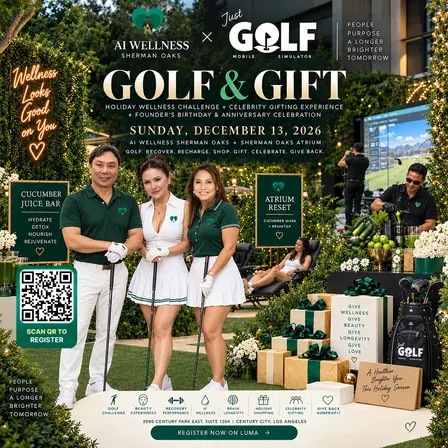 ⛳🎄 GOLF & GIFT Holiday Wellness Challenge + Celebrity Gifting Experience Founder’s Birthday & Anniversary Celebration