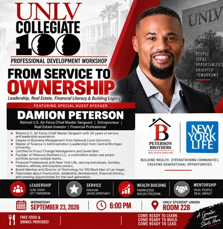 UNLV Collegiate 100 Professional Development Workshop with Damion Peterson: From Service to Ownership